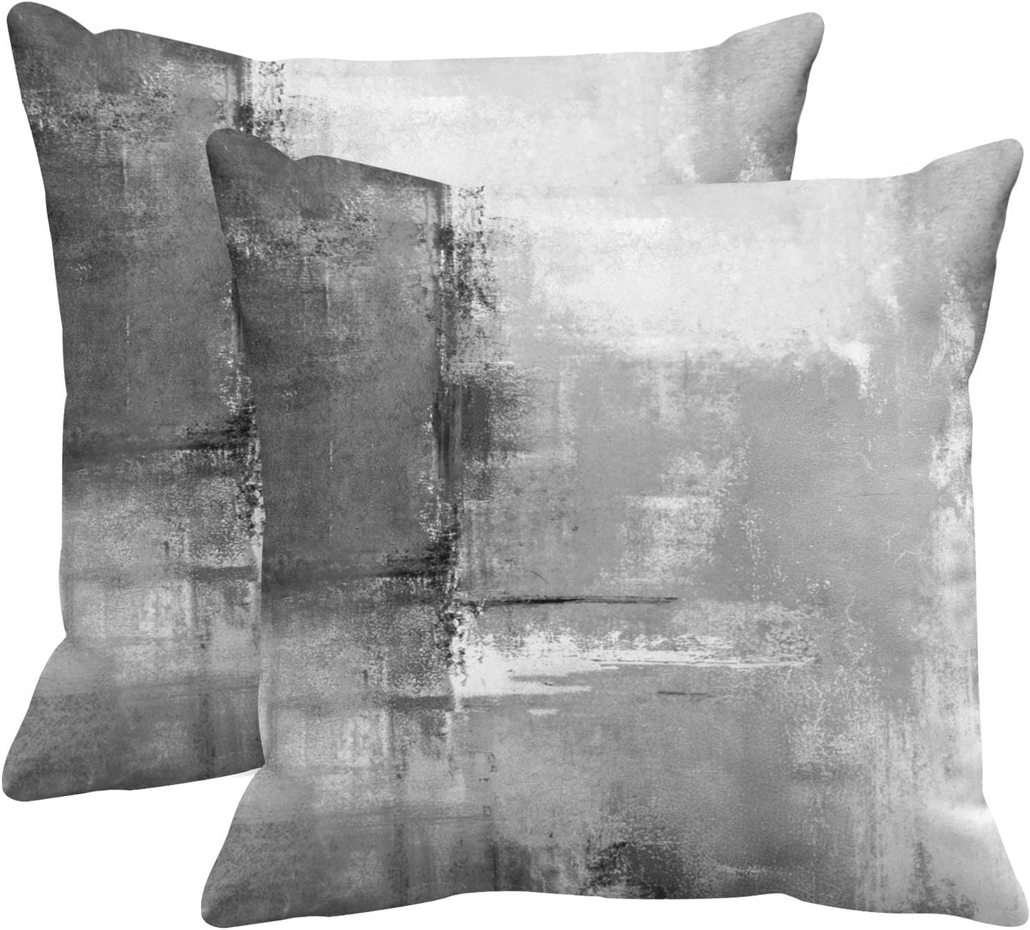 Emvency Set of 2 Throw Pillow Covers Modern Abstract Painting Blue White and Gray Decorative Sofa Pillow Cases Home Decor Standard Square 18x18 Inches Pillowcases