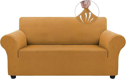 Couch Covers for 3 Cushion Couch Sofa Pet Friendly, 3 Seater Sofa Cover Washable Slipcovers Protector Furniture Covers for Dogs Spandex Jacquard Fabric Small Checks（Large，Black）